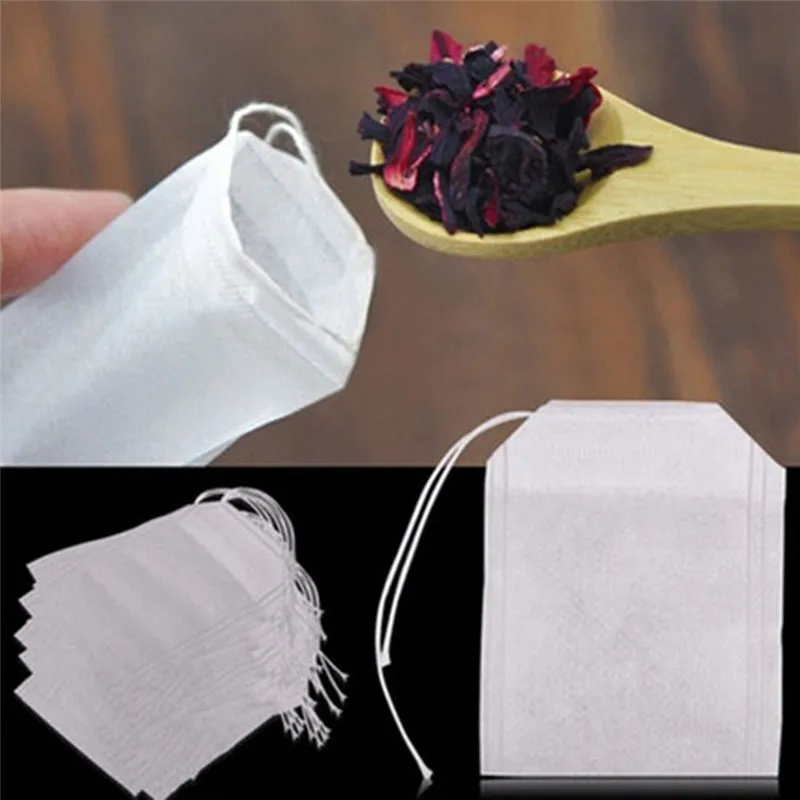 

100 pcs Empty Teabags String Heat Seal Filter Paper Herb Loose Tea Bag Bar Kitchen supply drop shipping