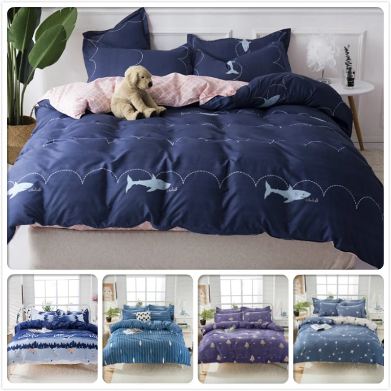 

Blue Pink AB Side Duvet Cover Beddling Set Kids Child Soft Cotton Bed Linens Single Twin Full Queen King Size 1.5m 1.8m 2m 2.2m