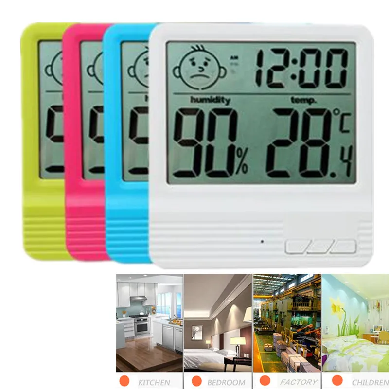 

Digital LCD Square Thermometer Hygrometer Baby Smile Crying Face Humidity Meter Weather Station Tester Temperature clock 40% OFF
