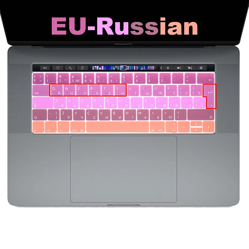 Русский дисплей для macbook крышка клавиатуры ЕС-введите защитный filmr для нового Pro13 15 с touchbar A2159 A1706/A1989 A1707A1990 - Цвет: Gradient red