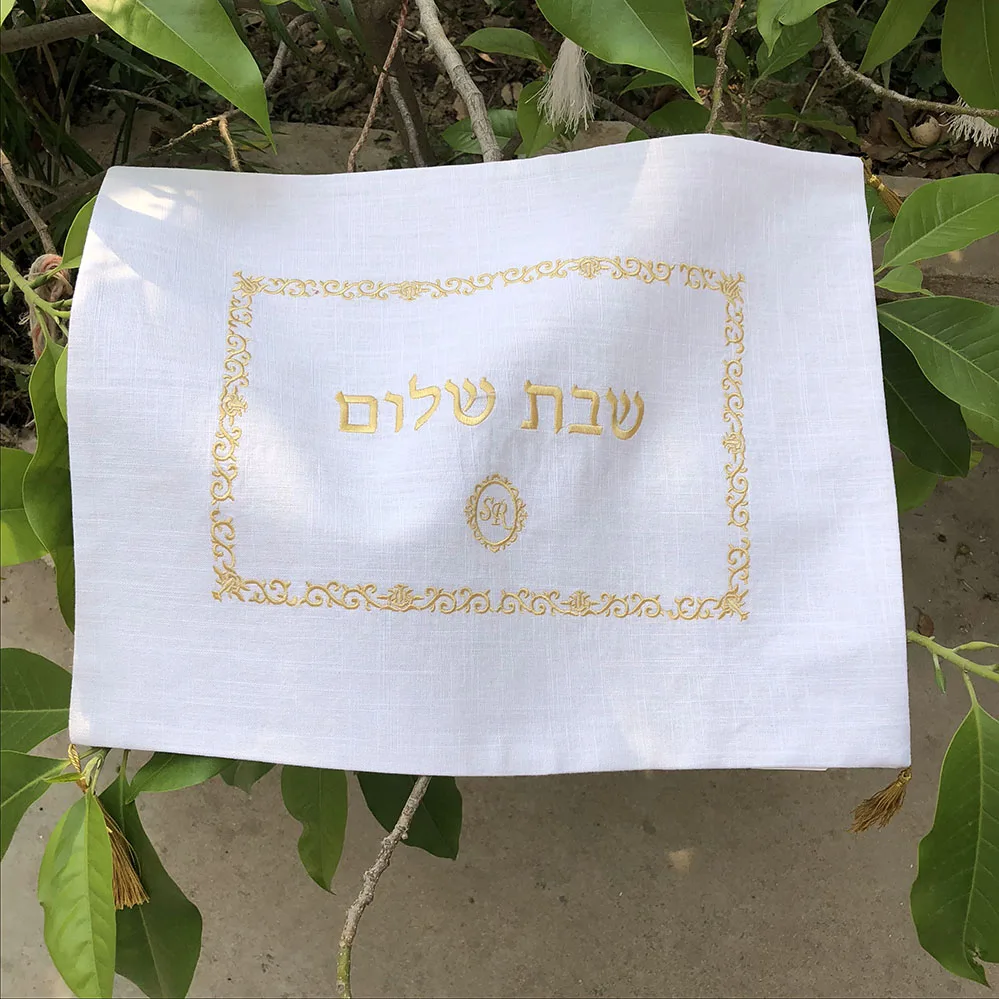 

NAVY LINEN WEDDING PLACEMAT WITH SILVER GREY EMBROIDERY LOGO