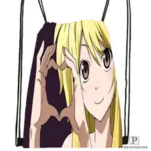 Custom Lucy-фея-хвост-походная сумка на шнурке милый рюкзак для детей(черная спинка) 31x40 см#180611-01-10