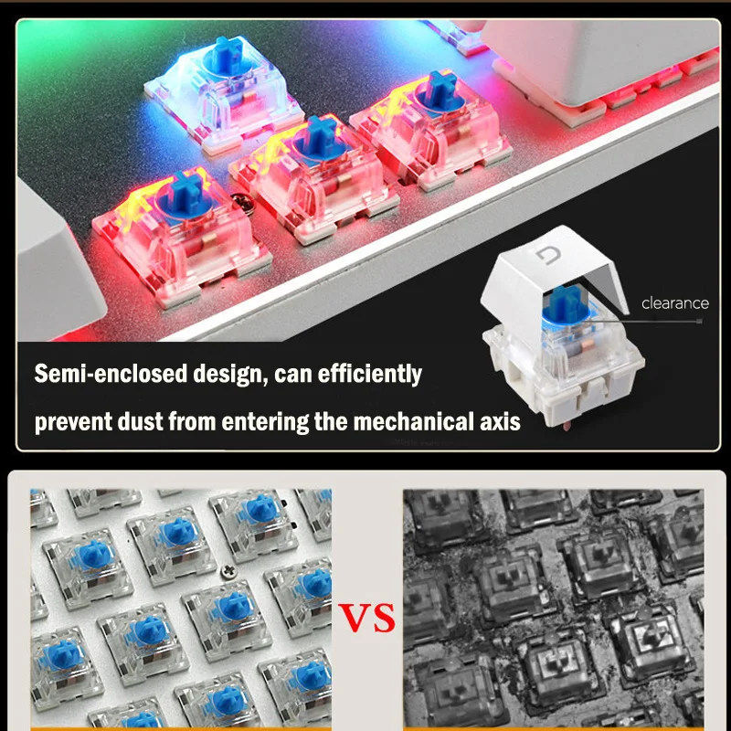 Metoo 87 клавиш Механическая игровая клавиатура с подсветкой проводной Anti-ghosting Красочный Светодиодный свет черный/синий переключатель для CS игровая Компьютерная