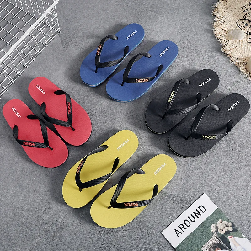 

Summer personality flip flops men's tide casual slip solid color Korean version of the new beach shoes pinch slippers wholesale