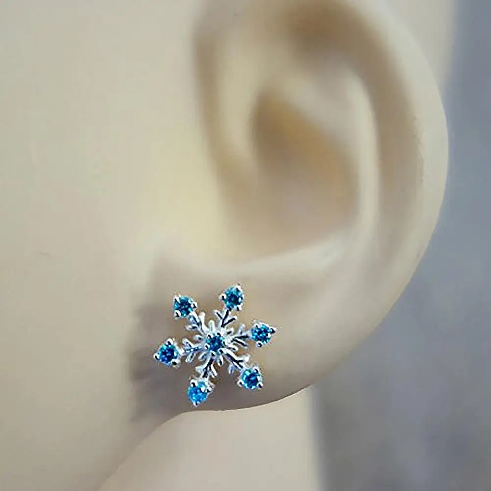 

Fashion Women Rhinestones Snowflake Ear Stud Earrings Party Wedding Jewelry valentines day