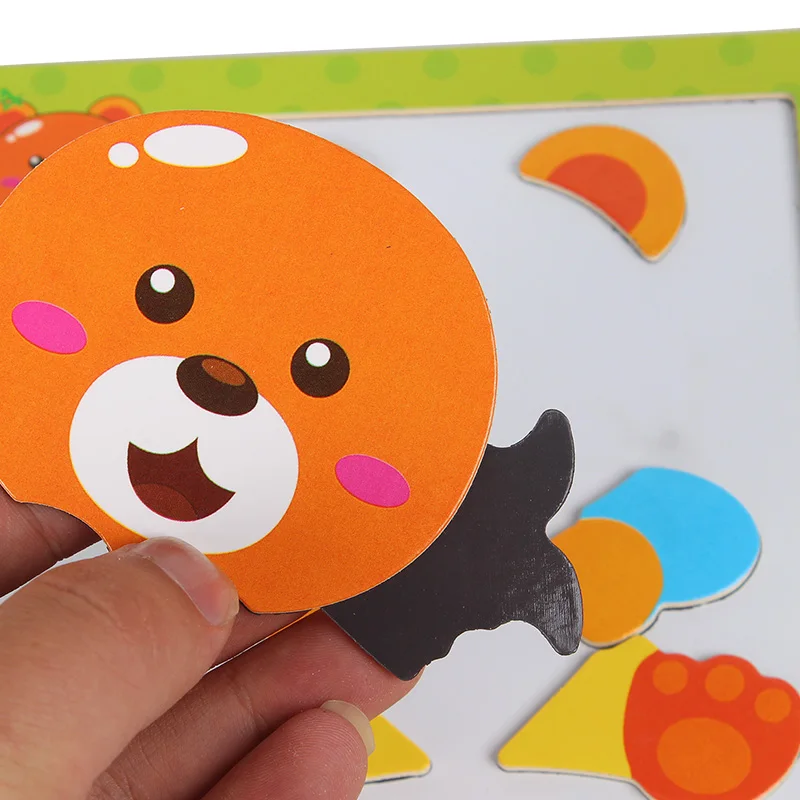 Children 3D Magnetic Puzzle Jigsaw Wooden Toys Cartoon Animals Traffic Puzzles Tangram Kids Educational Toy for Children