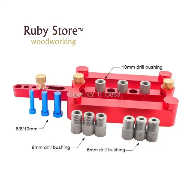 Keyren Plantilla de pasador autocentrante,plantilla de espiga autocentrante de 6//8//10 mm Kit de agujeros para taladro de madera Herramientas manuales para trabajar la madera