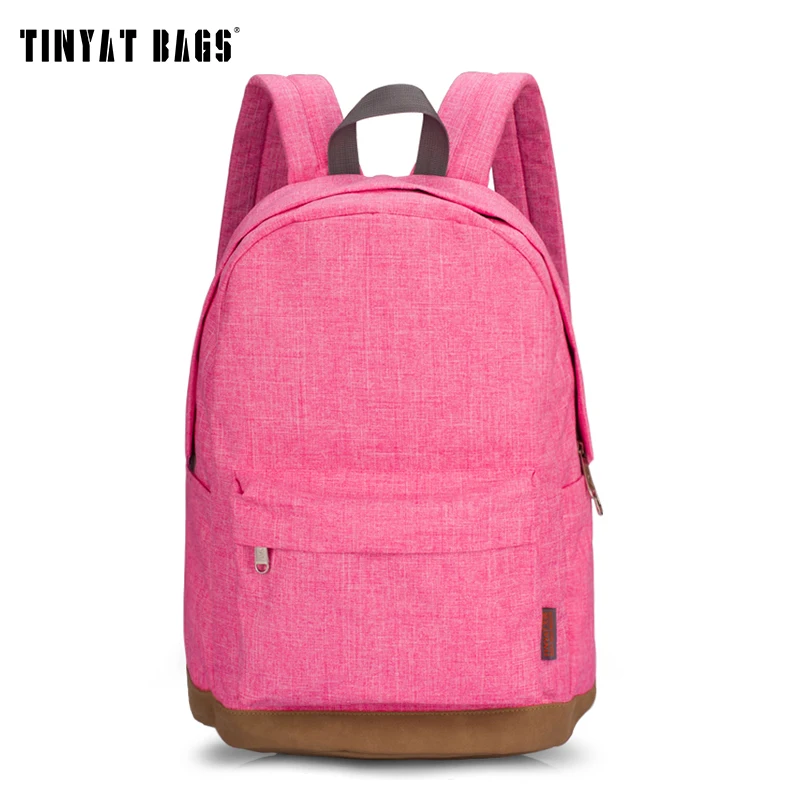 TINYAT Canvas Women School bags for teenage girls Student Casual Rucksacks for girls 14 inch font