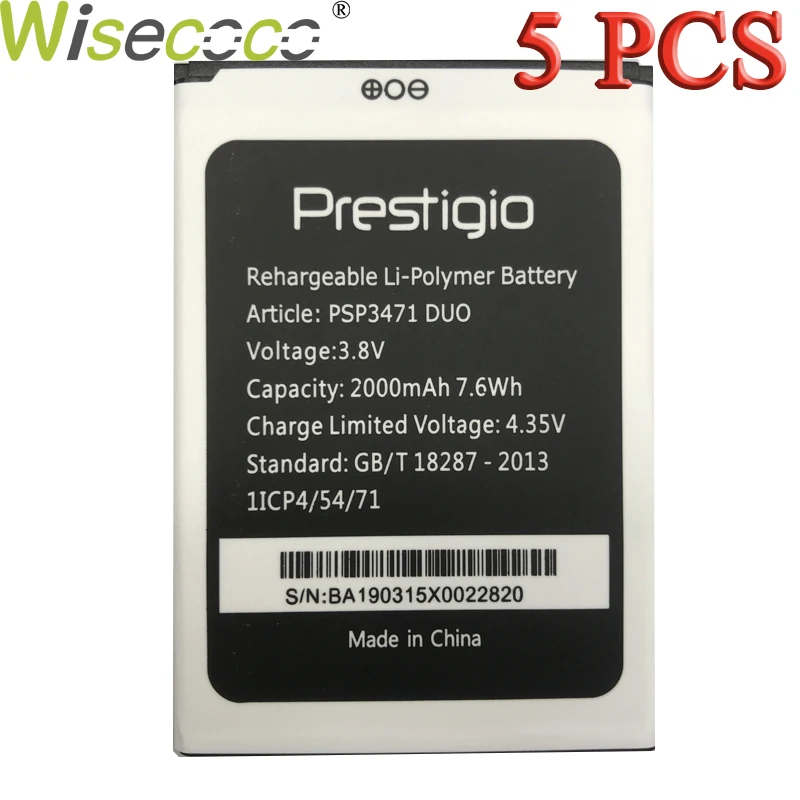 

Wisecoco 5 PCS/LOT PSP3471 DUO 2000mAh 3.8V Battery For Prestigio Wize Q3 DUO PSP3471 Phone Battery Replace + Tracking Number