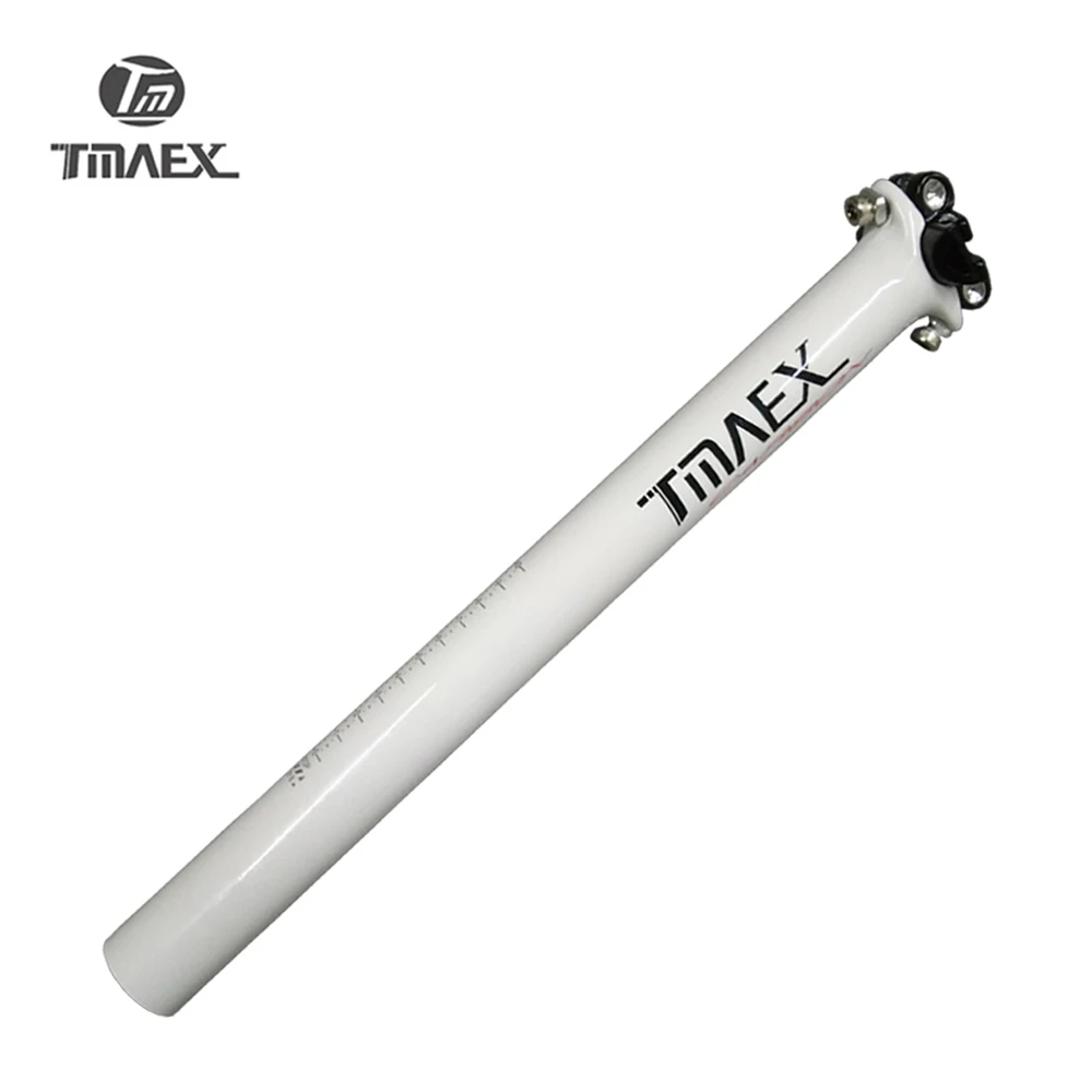 

TMAEX- White Logo Carbon Seat post Fiber Bike MTB/Road Seat post Bike Double Nail Seat post Seattube 27.2/30.8/31.6*350/400mm