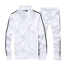 2019 New Sportswear Men Autumn Set Mens Tracksuit Fashion Striped Zipper Jacket + Sweatpants Casual Sporting Suit Plus Size 5XL