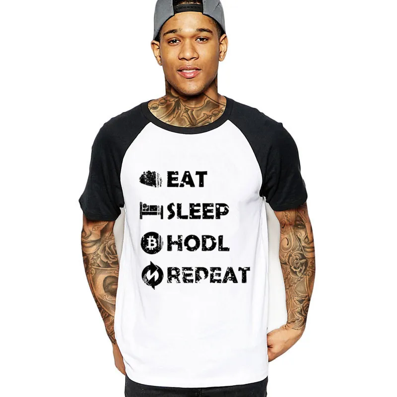 2018 Горячая Eat Sleep Hodl Повтор монета Биткоин Мужская футболка IOTA Tether Cardano Stellar Litecoin EOS