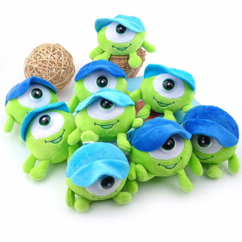 

10CM Monsters University Monster Mike Wazowski Plush Toys 2019 New Movie Cartoon Monsters Inc Montre Key Bag Pendants Dolls