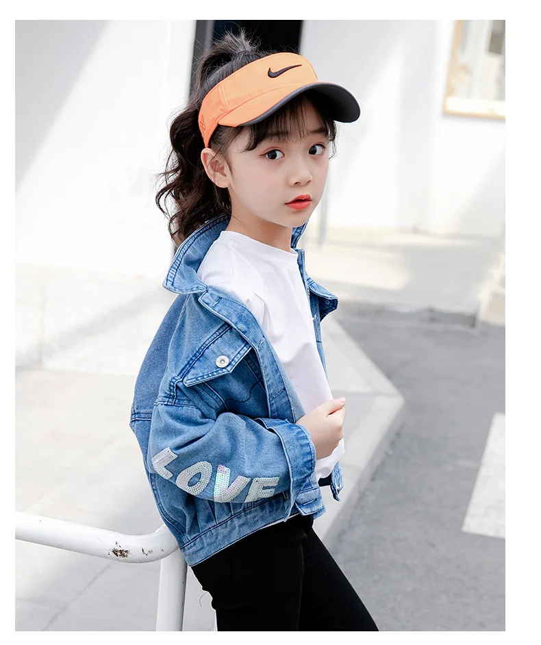 Unicórnio de Lantejoulas Jaqueta para Meninas Outono do Bebê Denim Cabolsas Crianças Roupas Meninas Outerwear Jean Jaquetas Criança 8 Cheap Jaquetas e casacos
