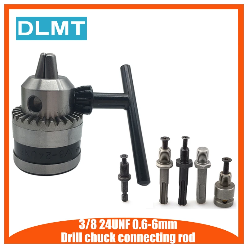 

0.6-6mm Drill Chuck Driver Converter 3/8 Inch 24UNF With 1/4 Inch Hex Shank Key Adaptor Round handle