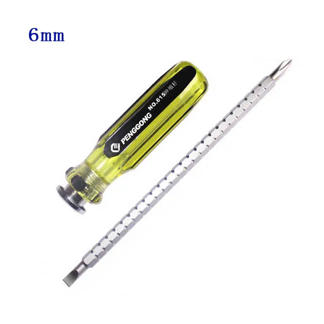 Adjustable Length Phillips + Slotted 2 Way Step Screwdriver 6mm Double
