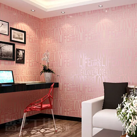 

0.53x10m LOVE English text 3D Wallpapers Modern Korean Nonwovens Living Room Bedroom Wedding Room TV Background Wallpaper