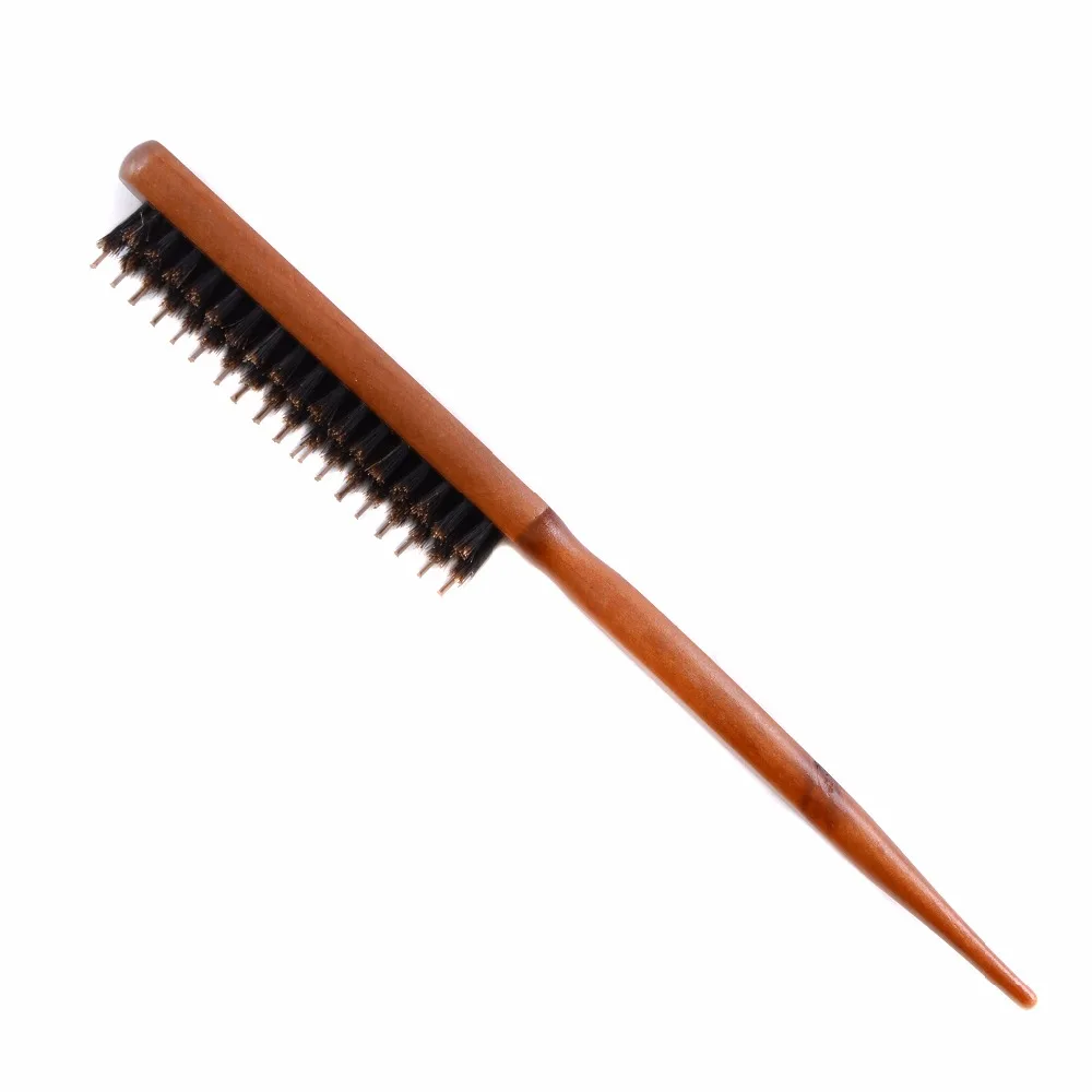Щетка для волос с деревянной ручкой, натуральный Кабан, пушистая щетина, расческа против выпадения, парикмахерская расческа, инструмент для чистки щетины, парикмахерская расческа