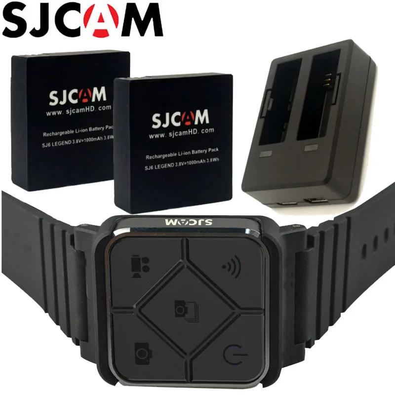 SJCAM SJ6 Legend 2 шт. 3,8 в 1000 мАч перезаряжаемая батарея+ двойное зарядное устройство+ пульт дистанционного управления на запястье для экшн-камеры SJCAM SJ6 Legend