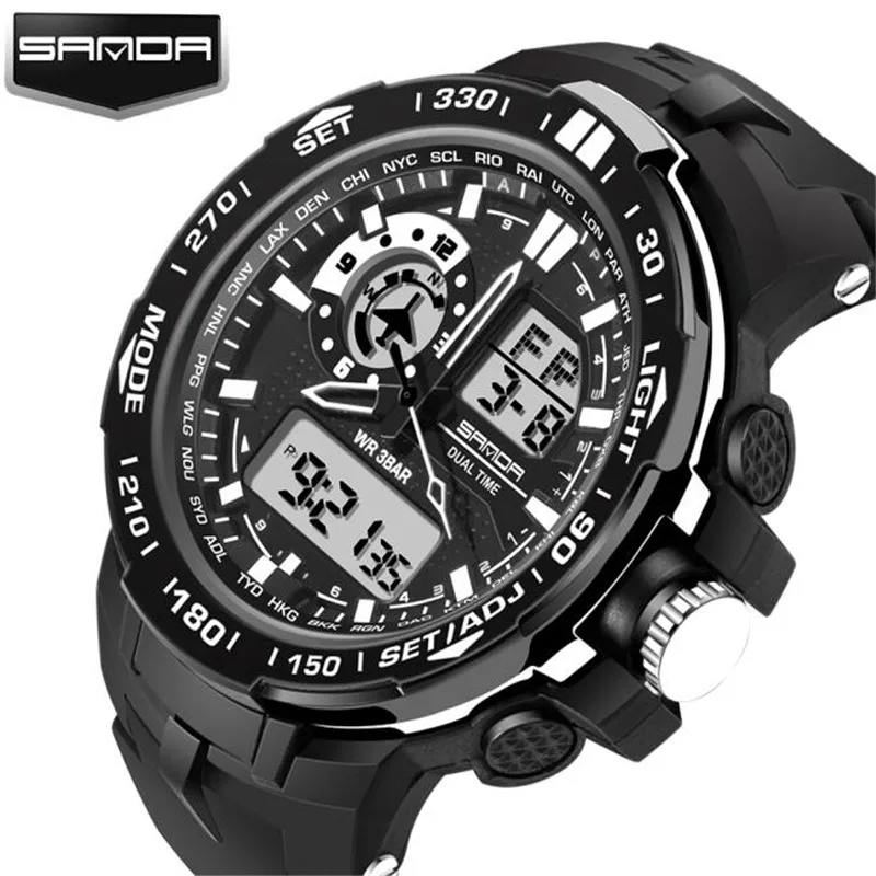 SANDA G Sport Watch Brand Watch Mens Date Day LED Display Luxury Sport