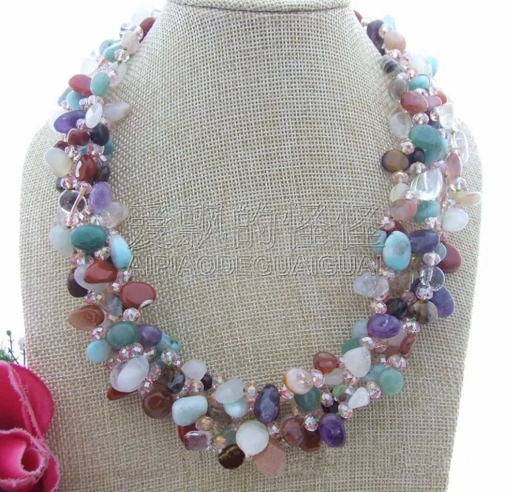 

N040608 19" 5Strands Crystal Necklace