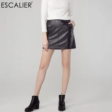 ESCALIER весенние эластичные юбки из искусственной кожи женская черная Посеребренная Яркая юбка с молнией сзади мини-юбка с карманом
