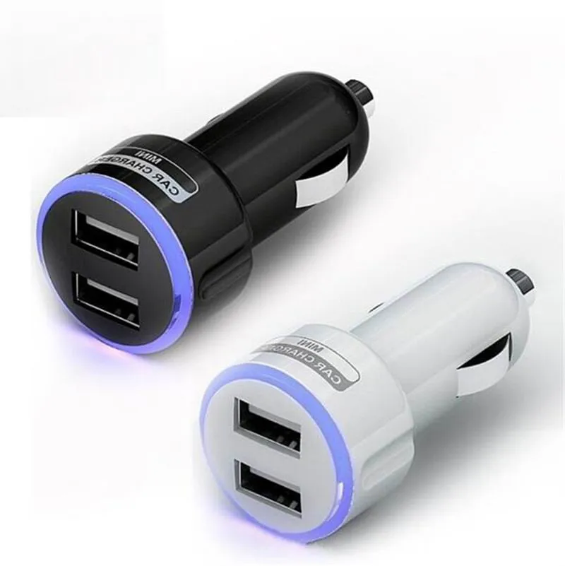 1000pcs/lot* blue Halo LED light Double Dual USB Car Charger adapter