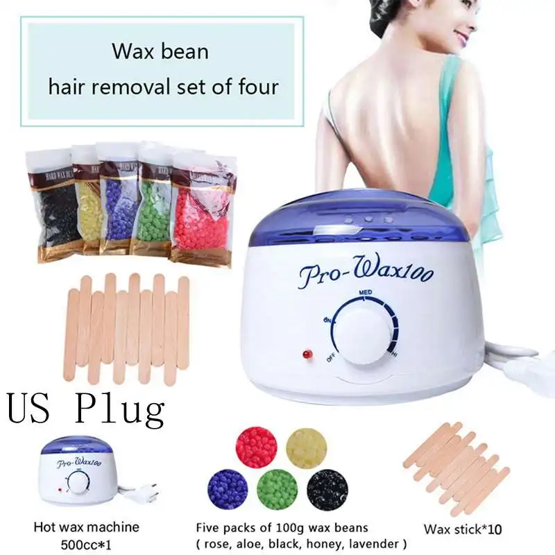 Инструменты для удаления волос для депиляции, нагреватель воска, мини Спа Ручной эпилятор для ног, парафин для воска, перезаряжаемая машина для тела - Цвет: set2(US Plug)