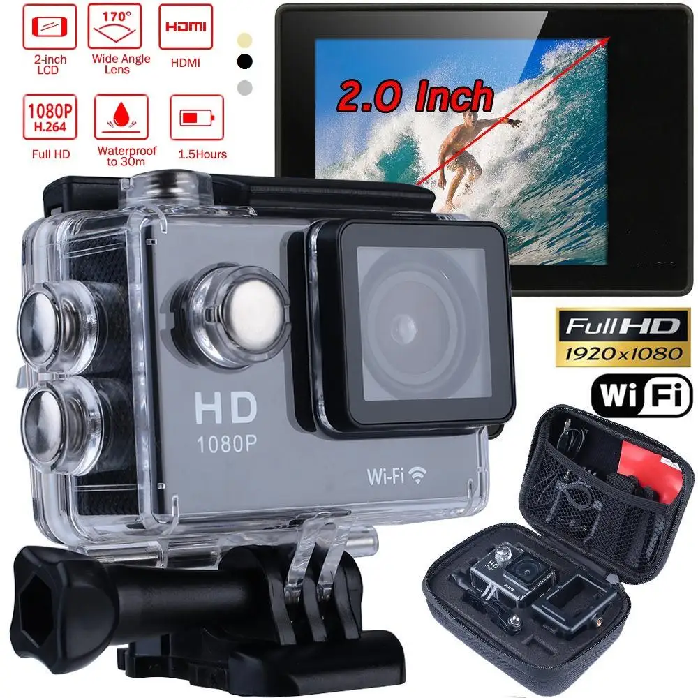 Wifi Action Camera 1080P HD 4K 2 0 Sports DV Video Camera Camcorder With Waterproof Case