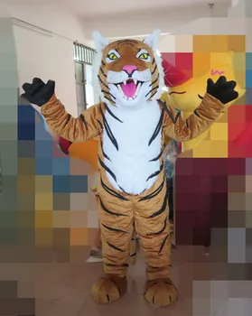 

Striped Tiger Mascot Adult Character Wild Animal Beast Theme Mascotte Mascota Suit Kit Fit for Halloween party