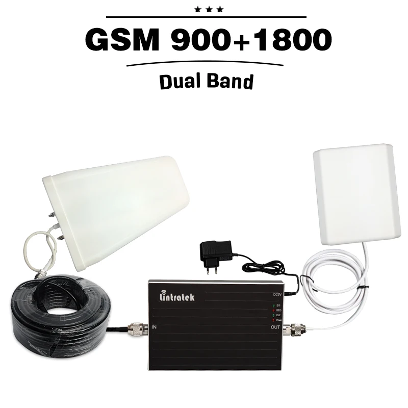 65dB Gain GSM 900 GSM 1800 Dual Band Signal Amplifier 20dBm GSM 900 DCS