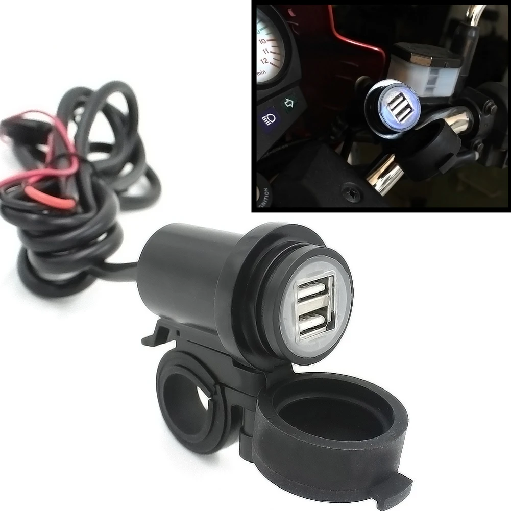 Waterproof 12V Dual USB Car Charger LED 5V 2.1A Power Socket Charger