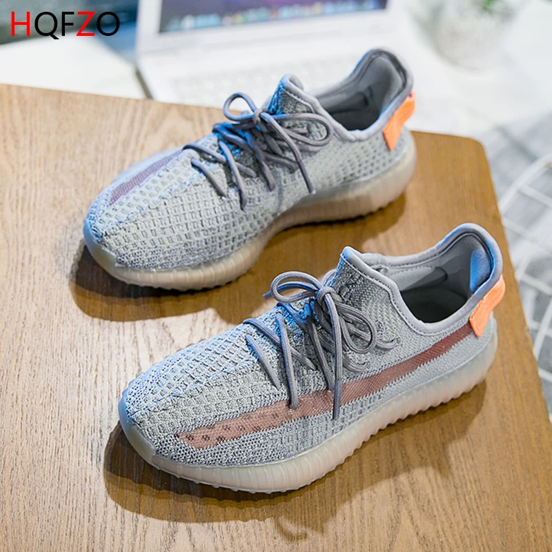 

HQFZO Air Mesh Lovers Sneakers Tenis Plataforma Flyknit Women Unisex Casual Shoes Summer 2019 Mujer Wedge Running Shoes