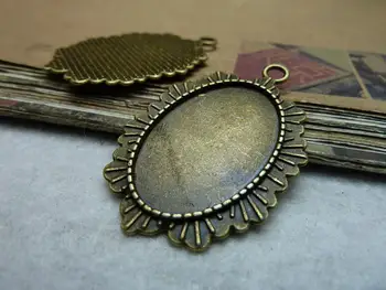 

20pcs) 30*45mm Inner Size:20x30mm Metal/Alloy Antique Bronze Blank Tray Pendant Base Cameo Cabochon Setting DIY Jewelry Finding