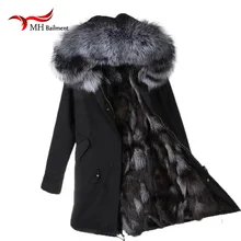 Winter Jacket Women Army Black Green Parka Coats Real Large Raccoon Fur Collar Fox Fur Lining Hooded Outwear Free A#27 цена Winter Jacket Women Army Black Green Parka Coats Real Large Raccoon Fur Collar Fox Fur Lining Hooded Outwear Free A#27 цены онлайн