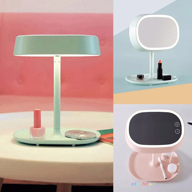 1PCS Lady Makeup Cosmetic Mirror Light Rotation Desktop Table Lamp Stand Makeup Mirror