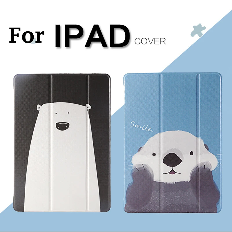 

Cartoon Case for iPad mini 1 2 3 mini 4 Magnet Smart Cover Triple Folding Case for iPad air 1 2 for New iPad 9.7 2017 +Touch Pen