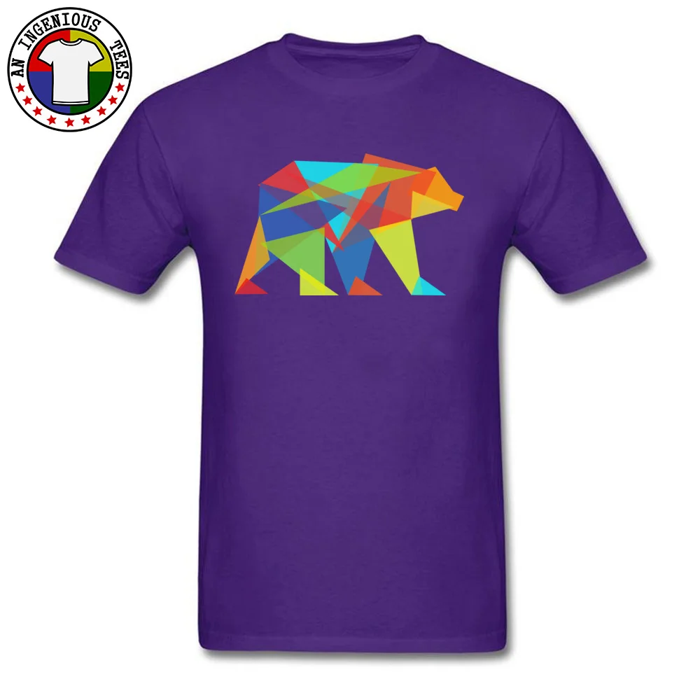Fashionable Fractal geometric bear Summer Short Sleeve Tshirts Father Day O Neck Pure Cotton Tops Shirt for Men T-shirts Group Fractal geometric bear purple