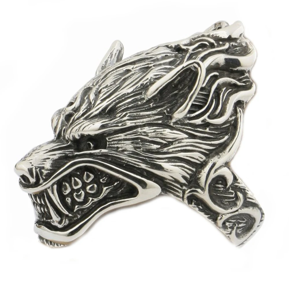 

USA Located 925 Sterling Silver Werewolf Grinning Wolf High Details Mens Biker Rock Punk Ring TA21 4PX