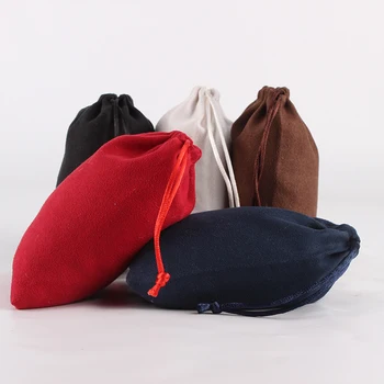 

5pcs/lot 10*14cm Double Side Suede Bag Custom Logo Print Pouch Drawstring Bags