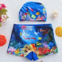 Высокоэластичные детские плавки с объемным рисунком морских животных, Детские шапочки для плавания с рисунком из мультиков, быстросохнущие плавки для мальчиков и девочек, размеры s, m, l