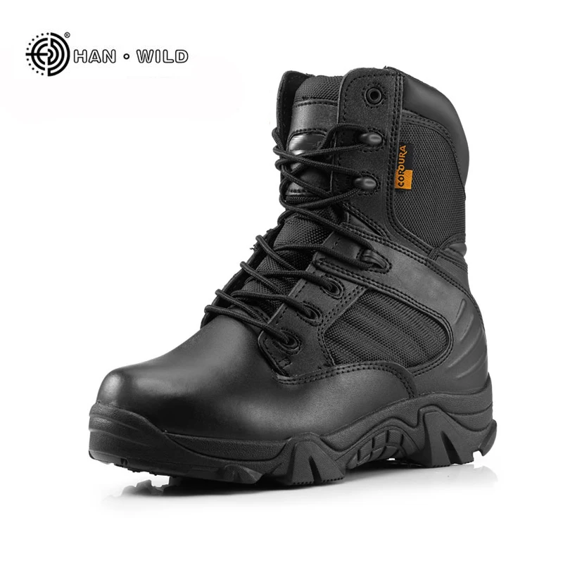 Achat Hommes Militaire Tactique Bottes D hiver En Cuir Noir Spécial Force Désert Cheville Combat Bottes De Sécurité Au Travail Chaussures Armée Bottes