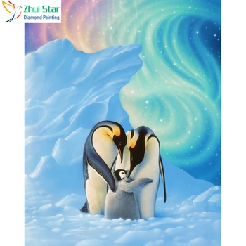 

Zhui Star 5D DIY Full Square drill Diamond painting Cross stitch Penguin family Embroidery Rhinestone Mosaic home decor gift