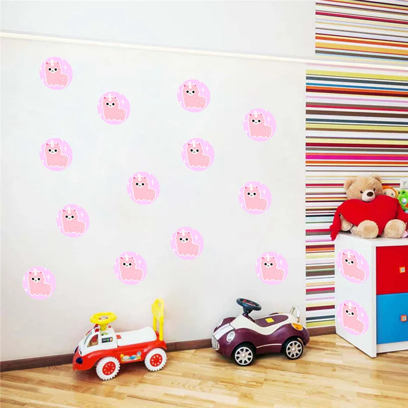

Cute Cartoon Pink Alpaca Wall Stickers Funny Colorful Animal Wall Decals for Kids Rooms Bedroom Living Room Home Decor GBW9007