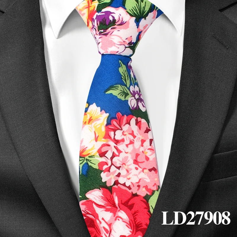 Винтажные Цветочные хлопковые галстуки для мужчин, обтягивающие Свадебные Мужские галстуки, тонкие галстуки, деловой шейный галстук, Модный повседневный галстук с принтом - Цвет: LD27908
