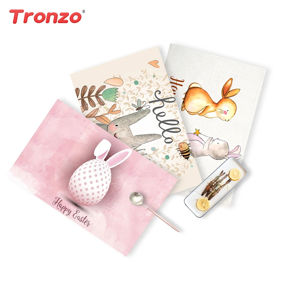 

Tronzo Happy Easter Decorations Easter Egg Table Mat Easter Bunny Table Placemat Easter Party Favors Home Decor 42*27CM