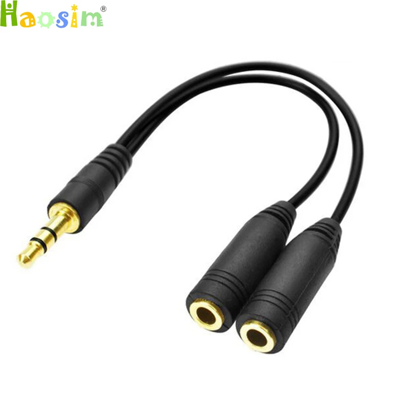 100pcs 3 5mm 1 in 2 couples audio line Earbud Headset Headphone Earphone Splitter For pad Phone Android Mobile MP3 MP4