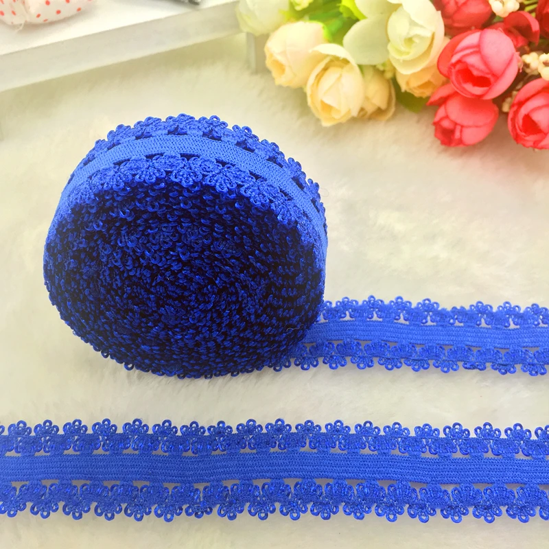 

5yards/lot 3/4" 20mm Multirole Blue Fold Over Elastic Spandex Lace Band Ties Hair Accessories Lace Trim Sewing Notion