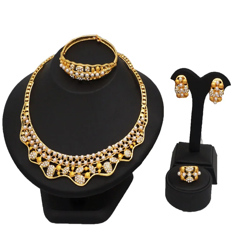 

24K gold NEW arrive bead jewelry sets women fashion jewelry sets fine jewelry sets women wedding big necklace