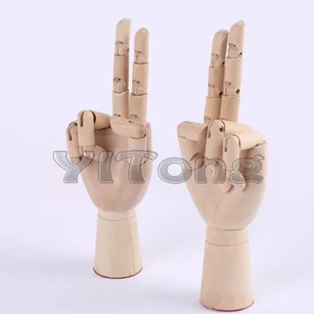

10" Wood Crafts Large Wooden Human Hand Toy Flexible Hand For Pinceis Drawing Model Sketch Model Mannequin Art Supplies